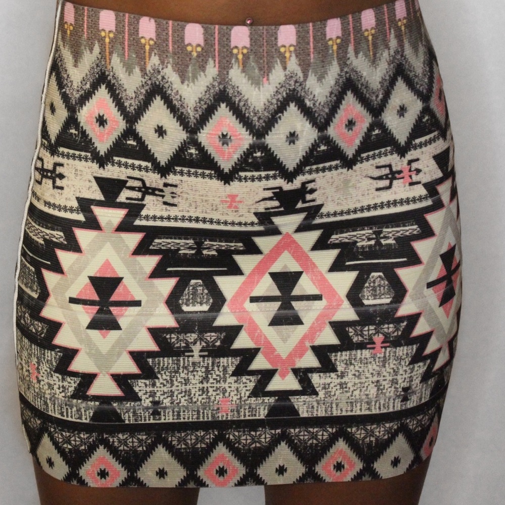 Material Girl Aztec Print Bandage Midi Skirt